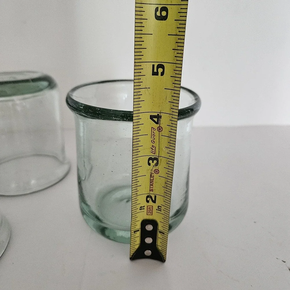 Pottery Barn Casa Recycled Green Glass Old Fashion Glasses Set Of 4